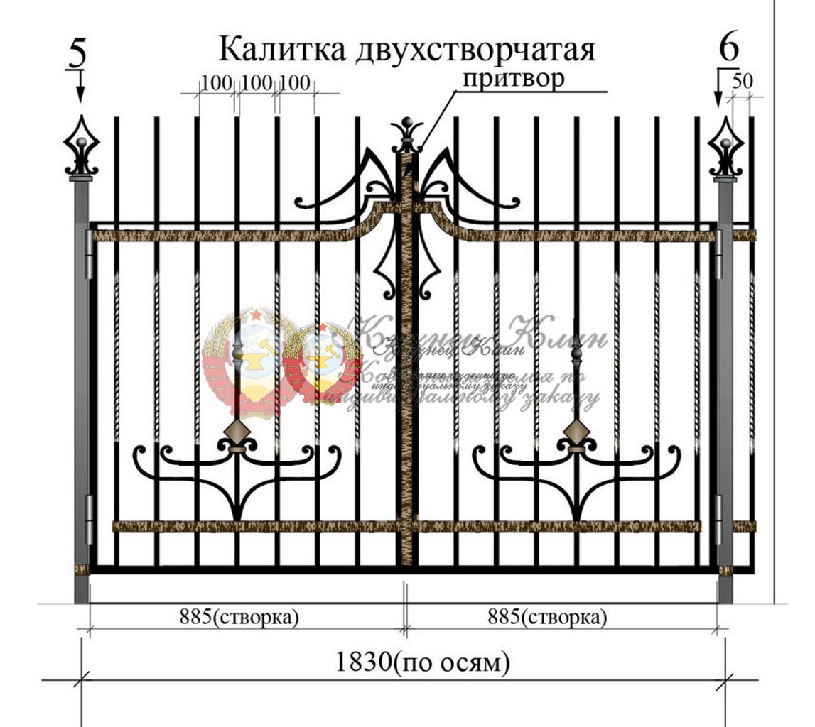 Схема кованой калитки от Кузнец Клин