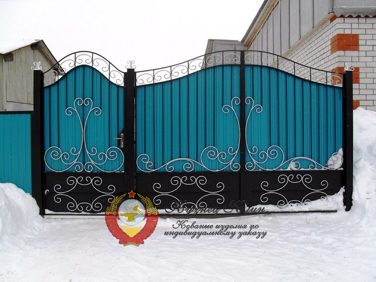 Ворота с простой ковкой зимняя сказка