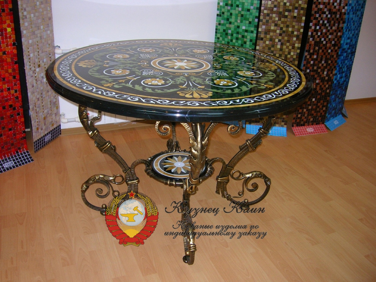 Кованый стол круглый кованая мозайка