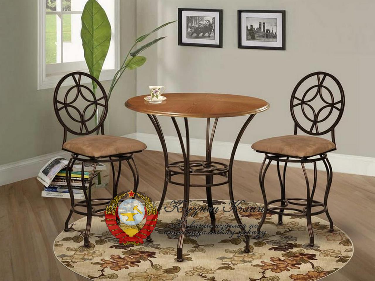 Оригинальный набор кованый чайный столик со стульями